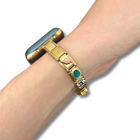 Italian Charm Bracelet Compatible with Smart Watch Band Vintage Style Gold - Picture 1 of 6